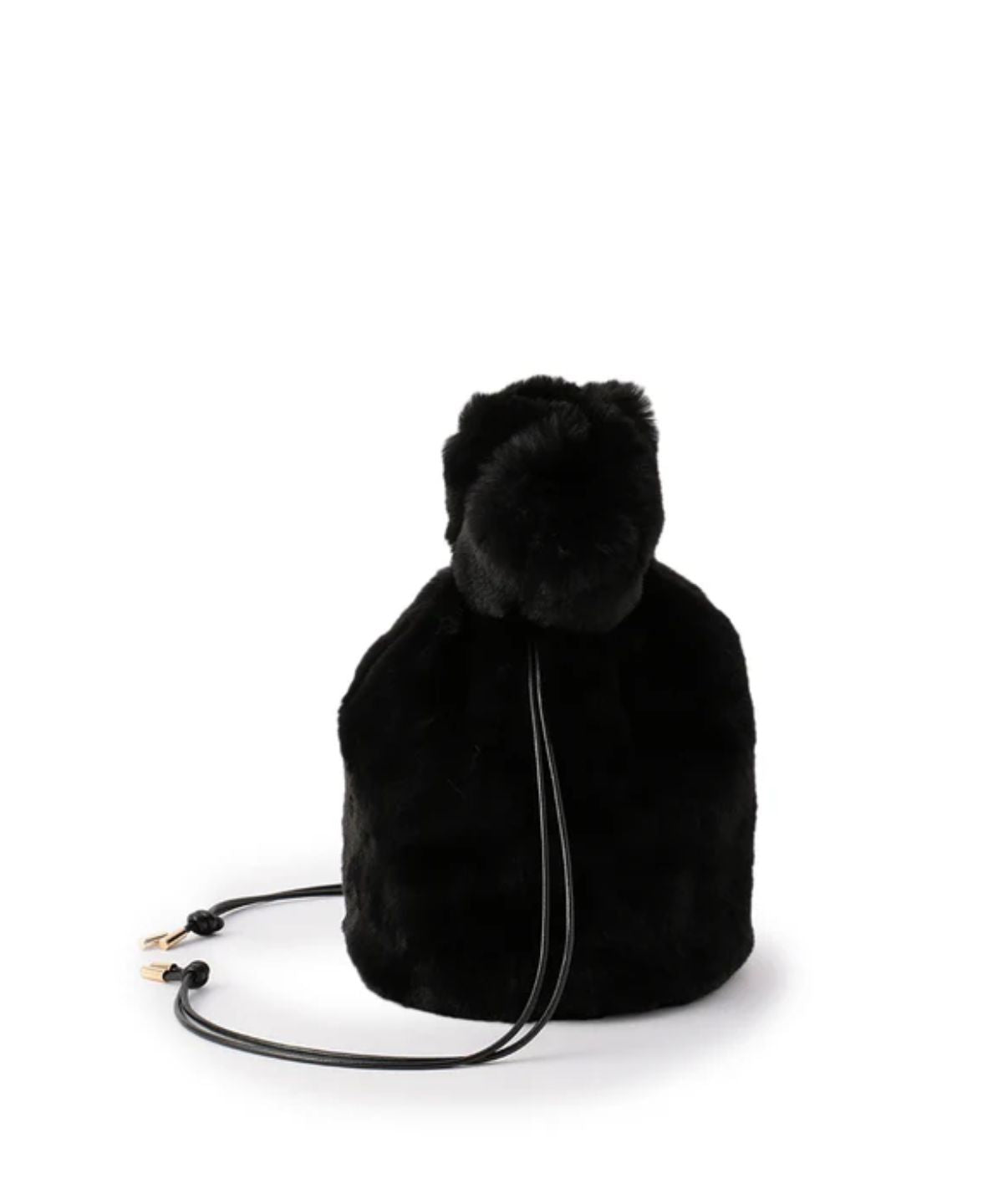 Eco Fur Drawstring Bag(Small)BLACK