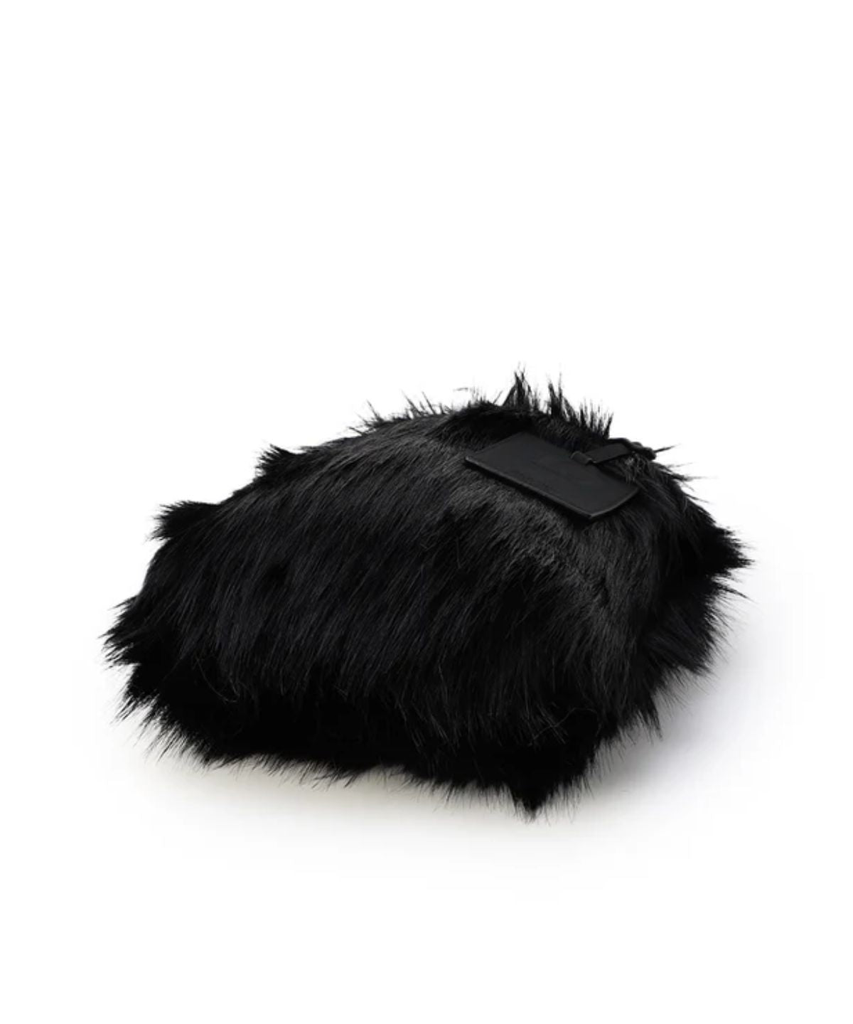 Logo handle Eco fur Tote Bag (small) BLACK