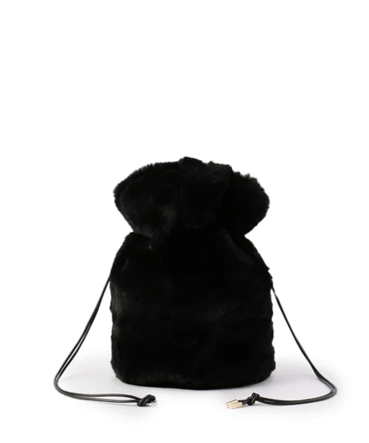 Eco Fur Drawstring Bag(Small)BLACK