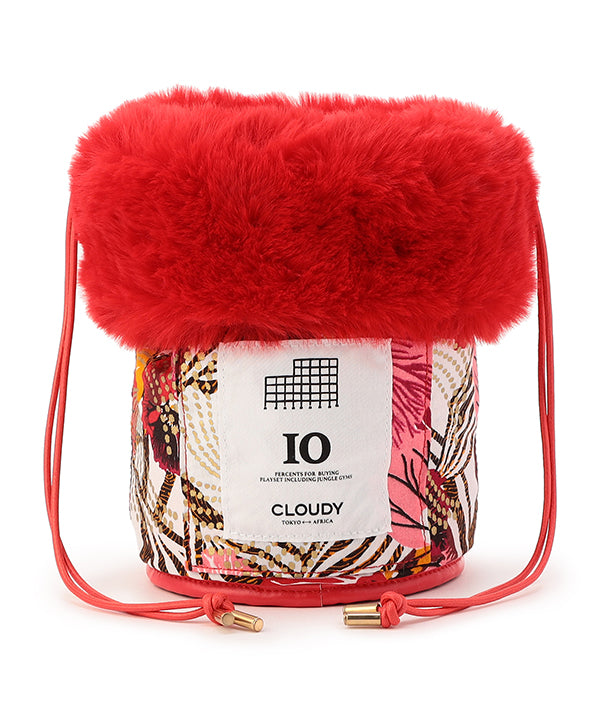 Eco Fur Drawstring Bag RED