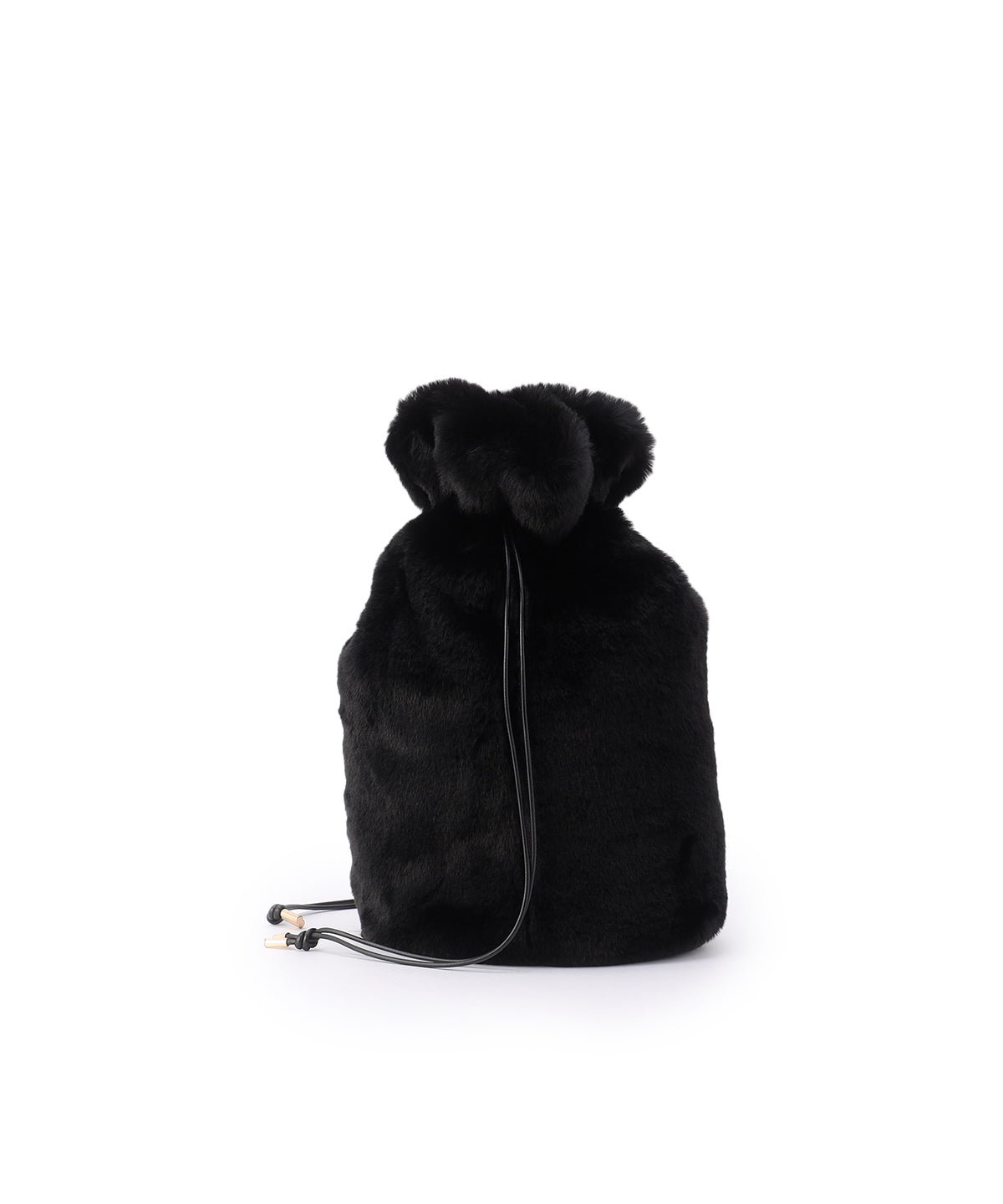 Eco Fur Drawstring Bag(Medium)BLACK