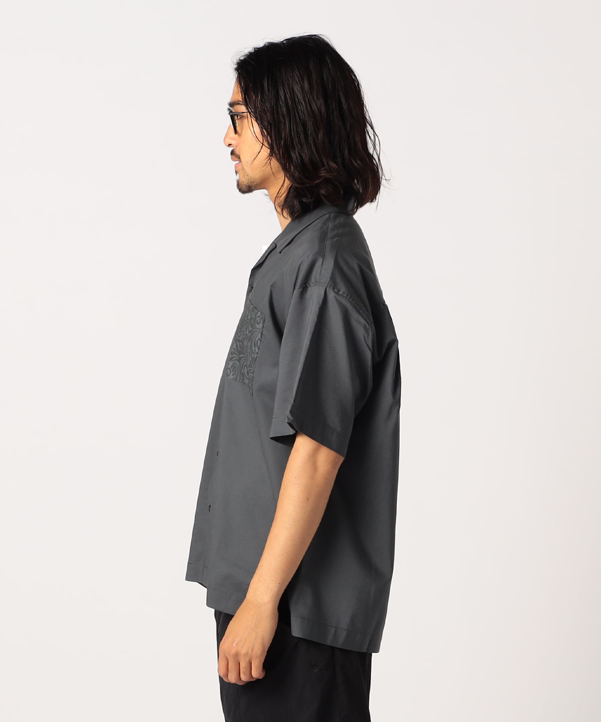 African Textile Pocket SHIRTS  CHARCOAL