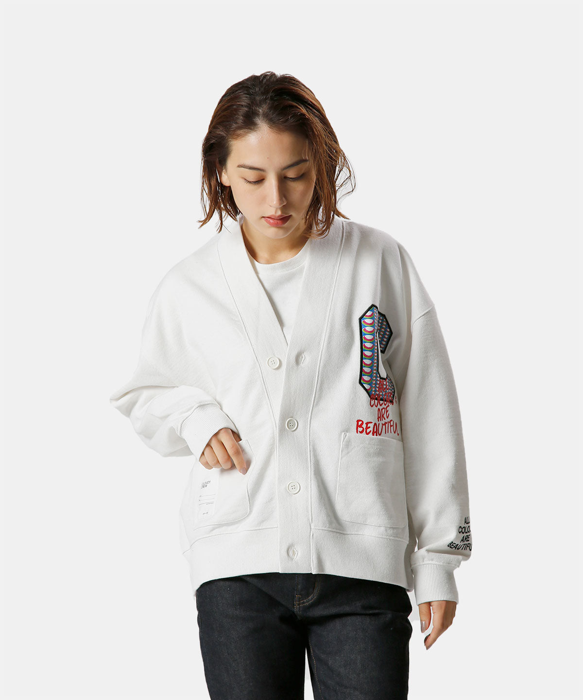 Recycled Cardigan CLOUDY CREW  WHITE