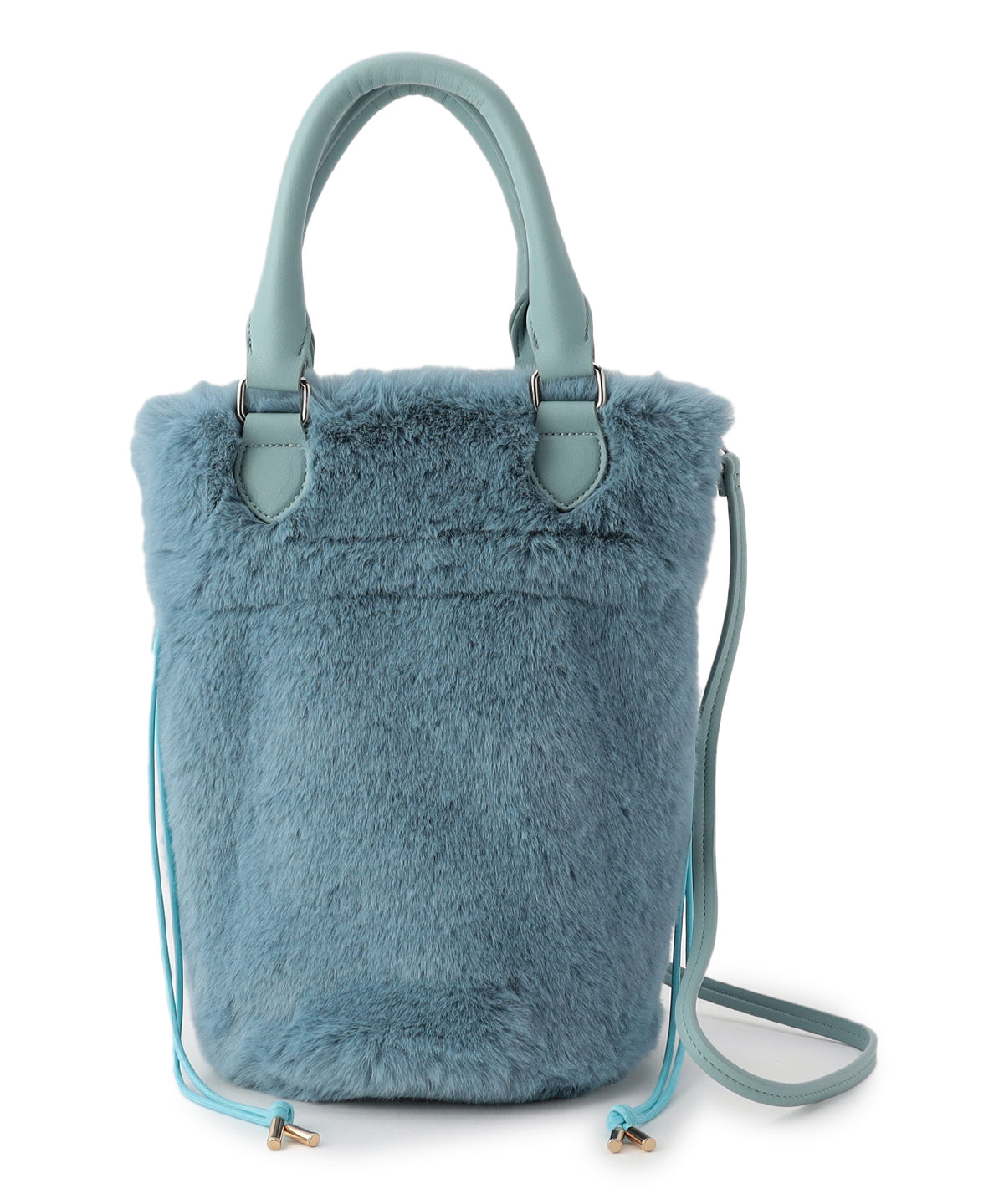 【予約：11月中旬〜下旬発送予定】Eco Fur Drawstring Shoulder Bag  SAX BLUE