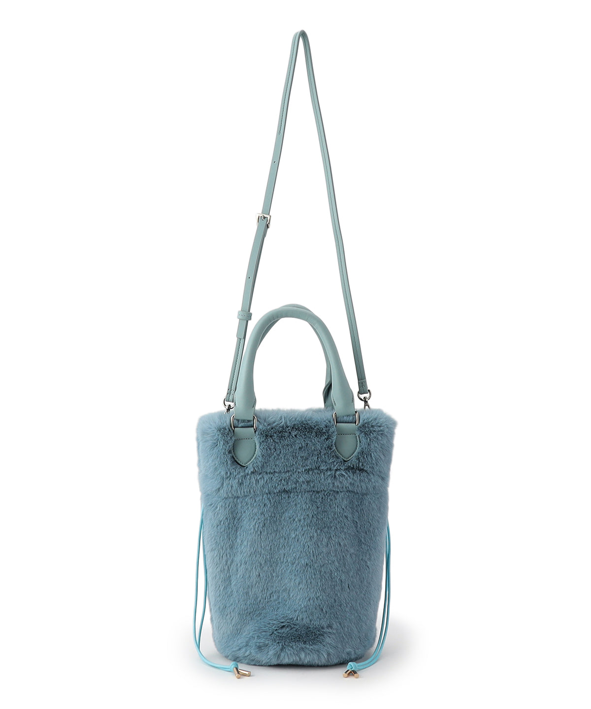 【予約：11月中旬〜下旬発送予定】Eco Fur Drawstring Shoulder Bag  SAX BLUE