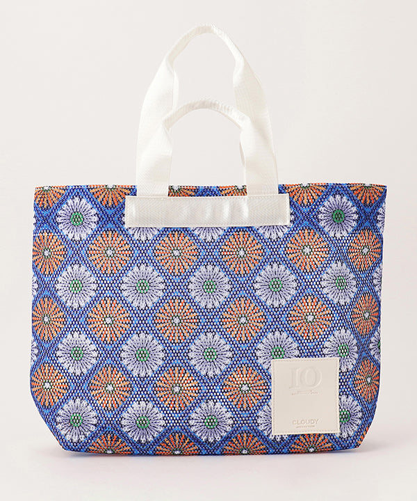 African Textile Mesh Tote Bag (Medium) WHITE