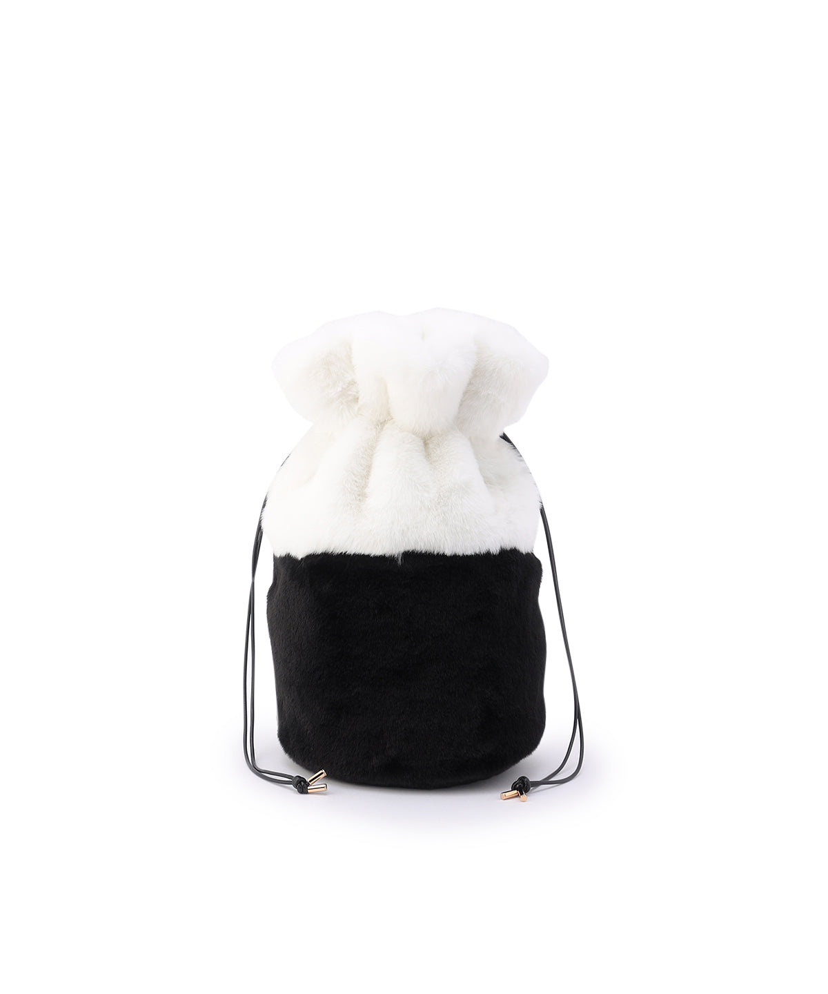 Eco Fur Drawstring Bag(Medium)WHITE×BLACK