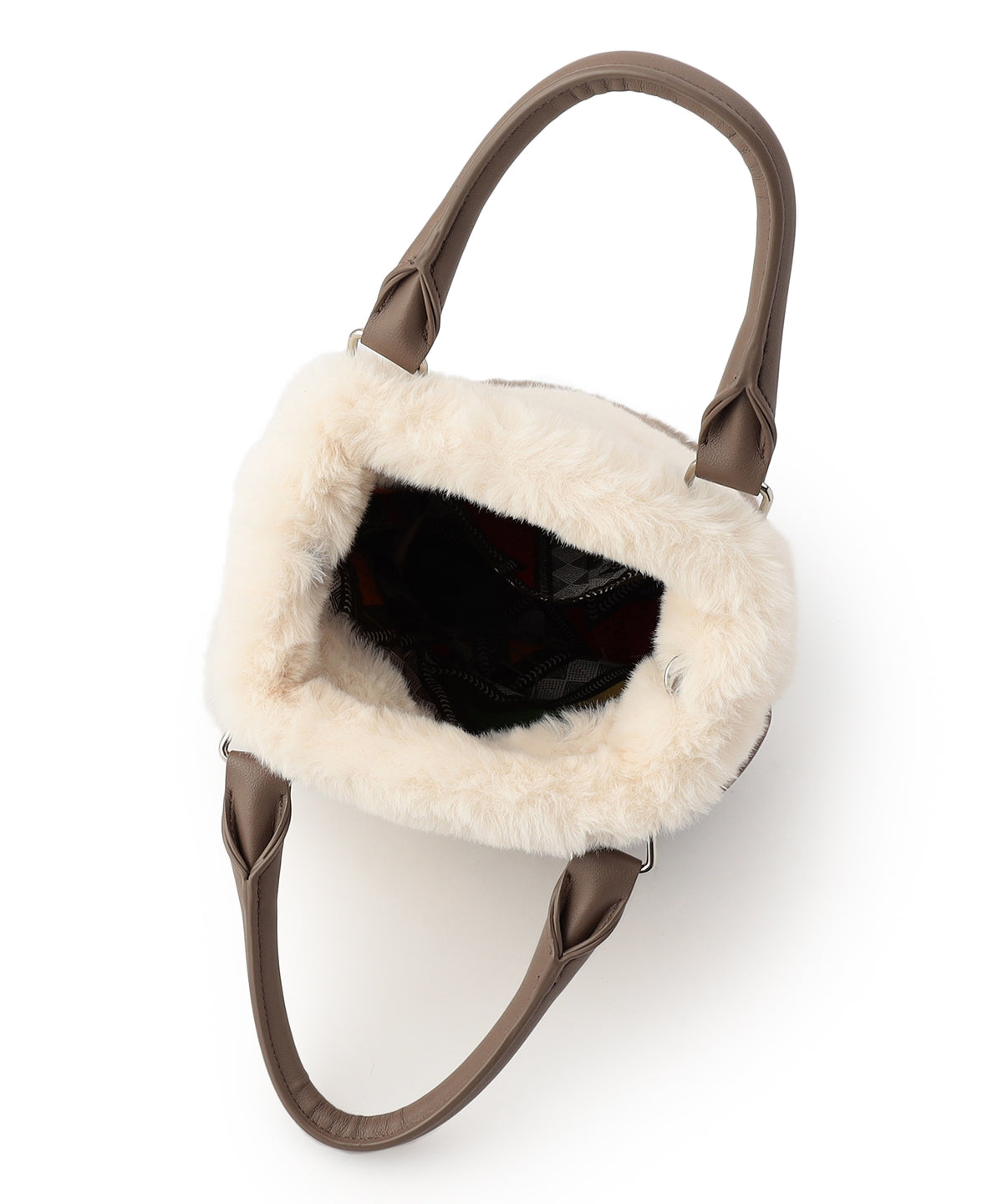 Eco Fur Drawstring Shoulder Bag OFF-WHITE×GREIGE