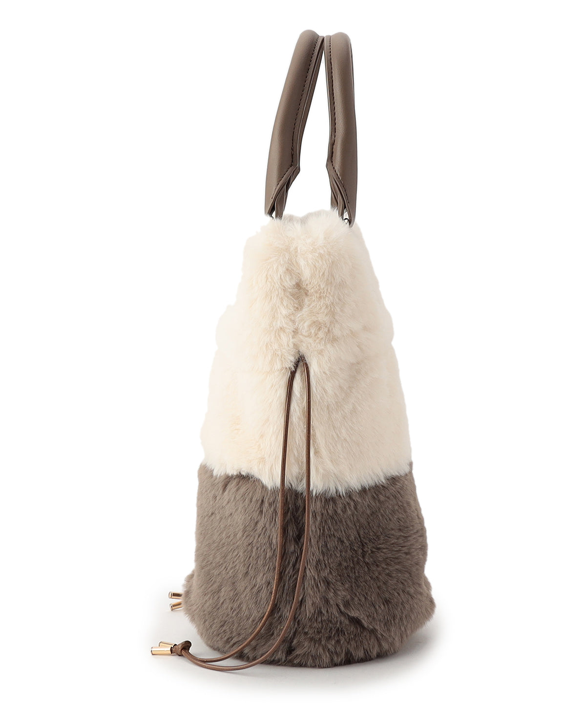 Eco Fur Drawstring Shoulder Bag OFF-WHITE×GREIGE