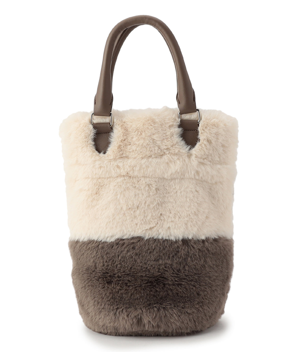 Eco Fur Drawstring Shoulder Bag OFF-WHITE×GREIGE