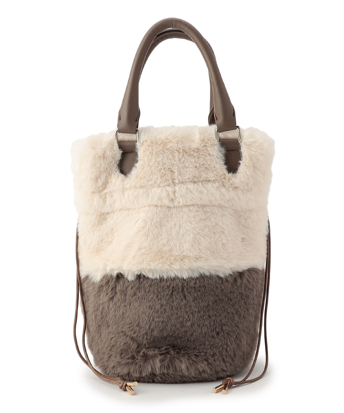 Eco Fur Drawstring Shoulder Bag OFF-WHITE×GREIGE