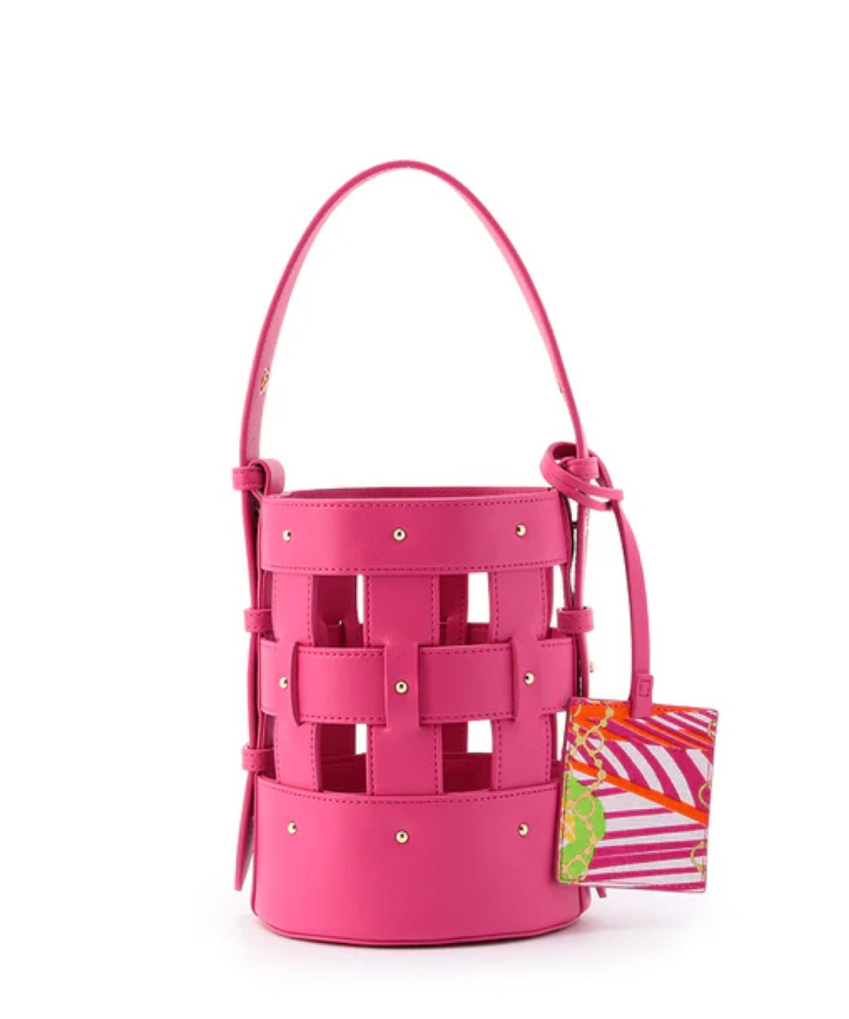 Fake Leather Mesh Tube Bag PINK