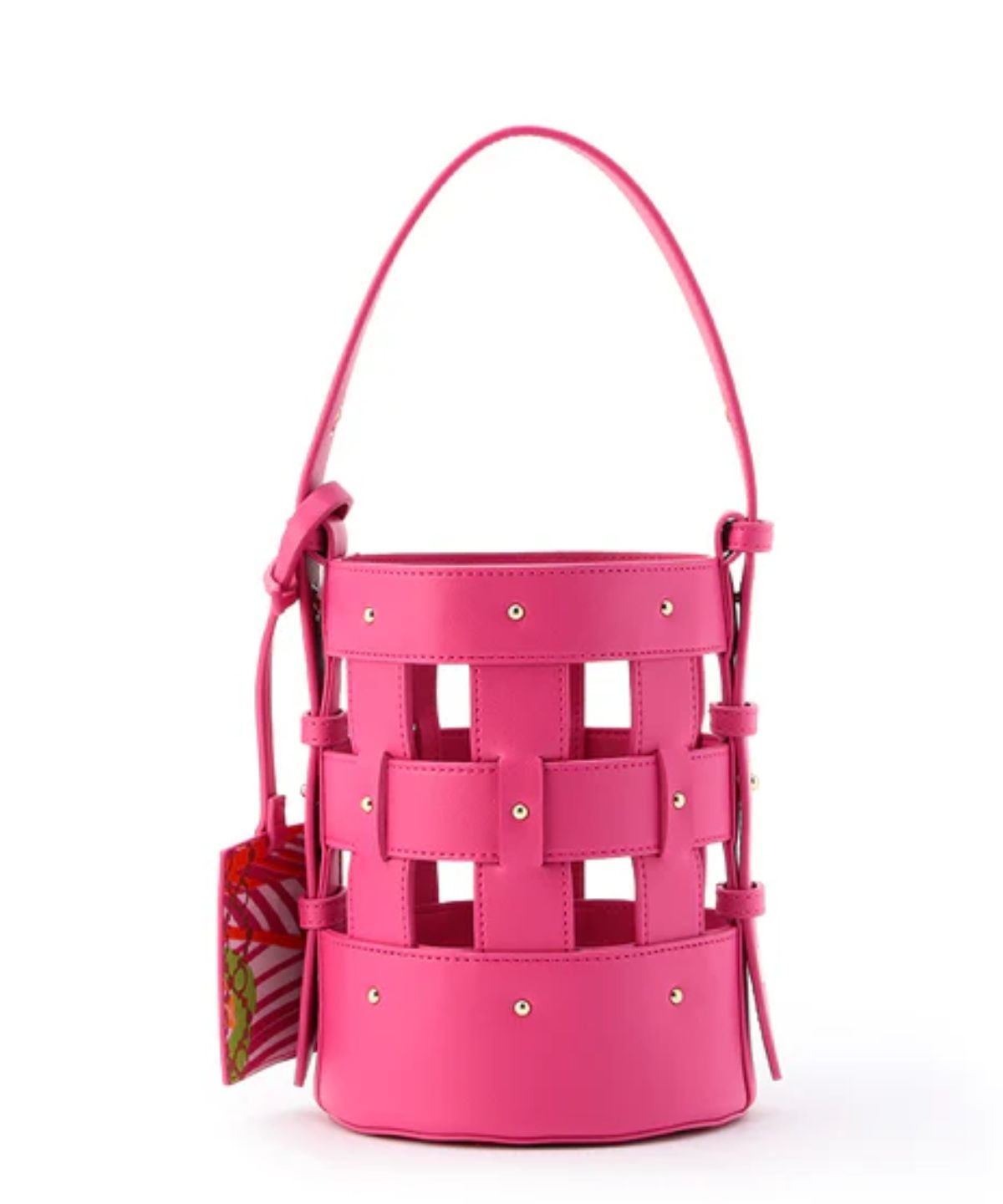 Fake Leather Mesh Tube Bag PINK