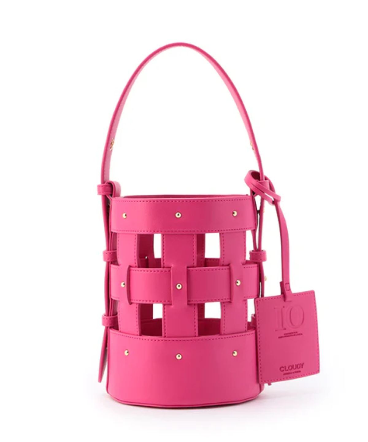 Fake Leather Mesh Tube Bag PINK