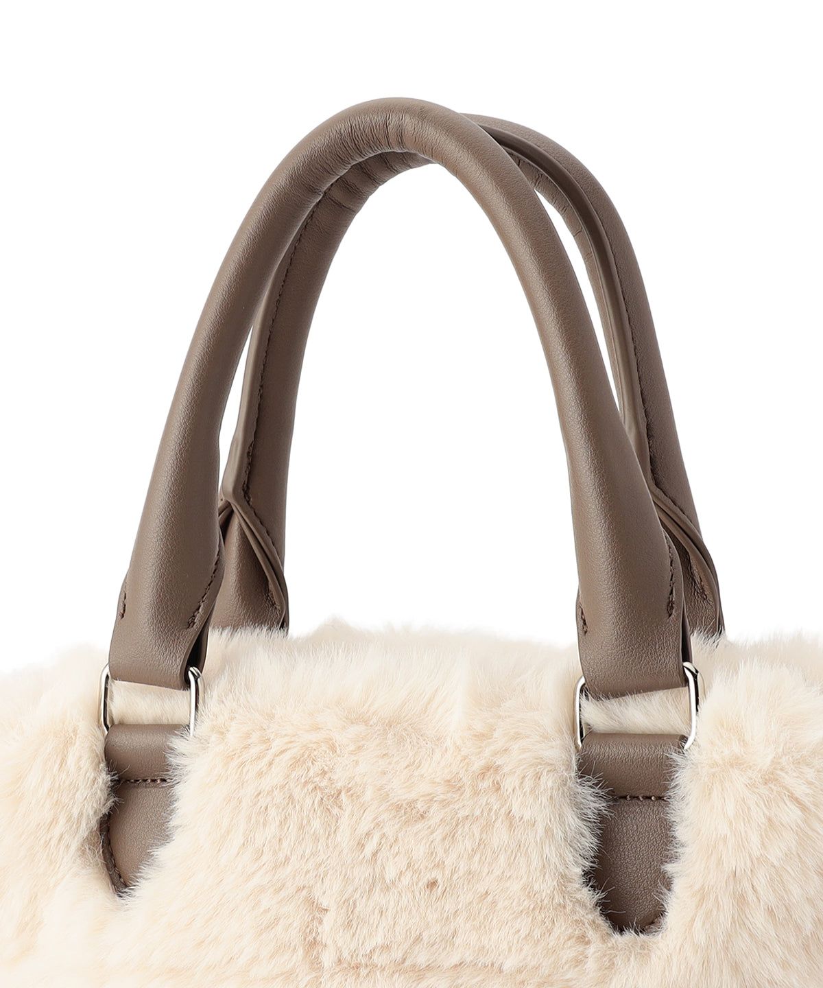 Eco Fur Drawstring Shoulder Bag OFF-WHITE×GREIGE