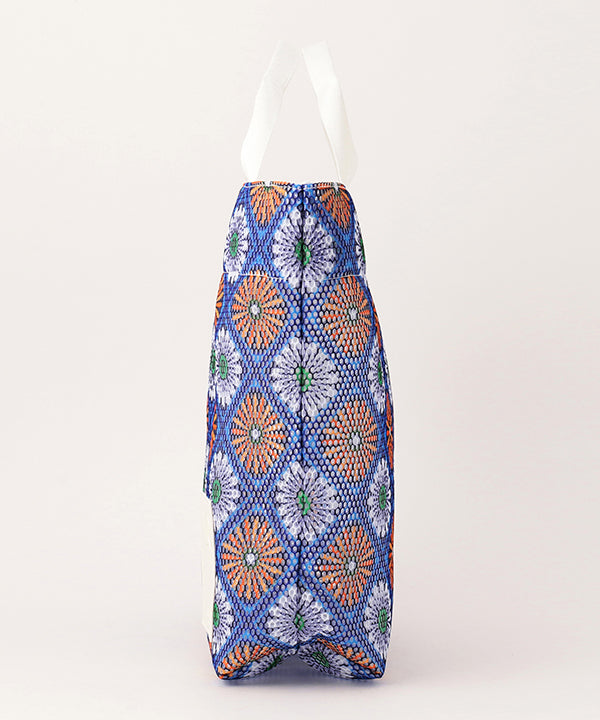 African Textile Mesh Tote Bag (Medium) WHITE