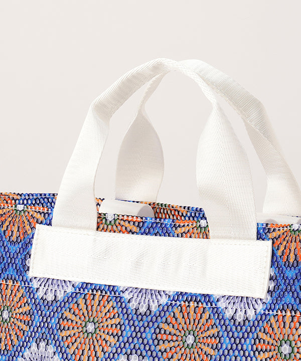 African Textile Mesh Tote Bag (Medium) WHITE