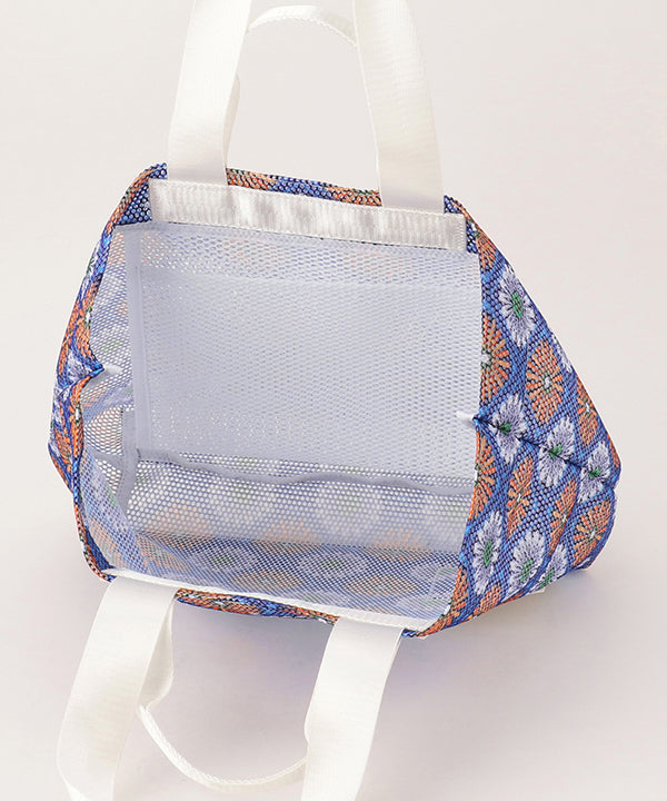 African Textile Mesh Tote Bag (Medium) WHITE