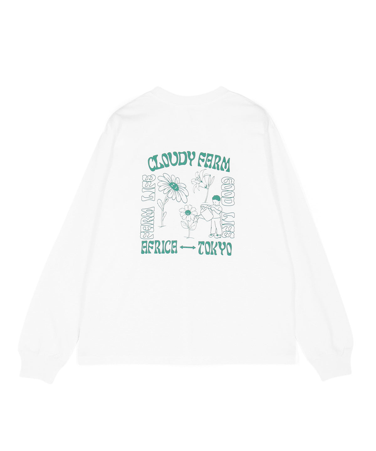 プリントロングTシャツ CLOUDY FARM ホワイト