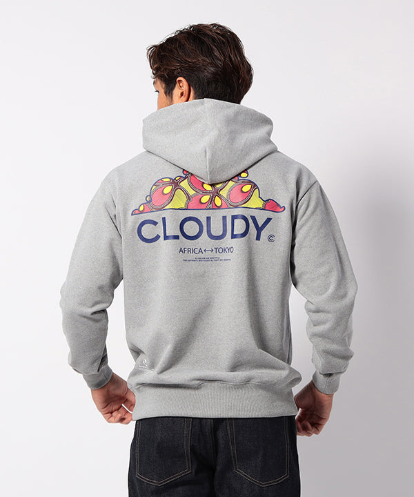 Recycled Sweat Parka Back CLOUD GRAY