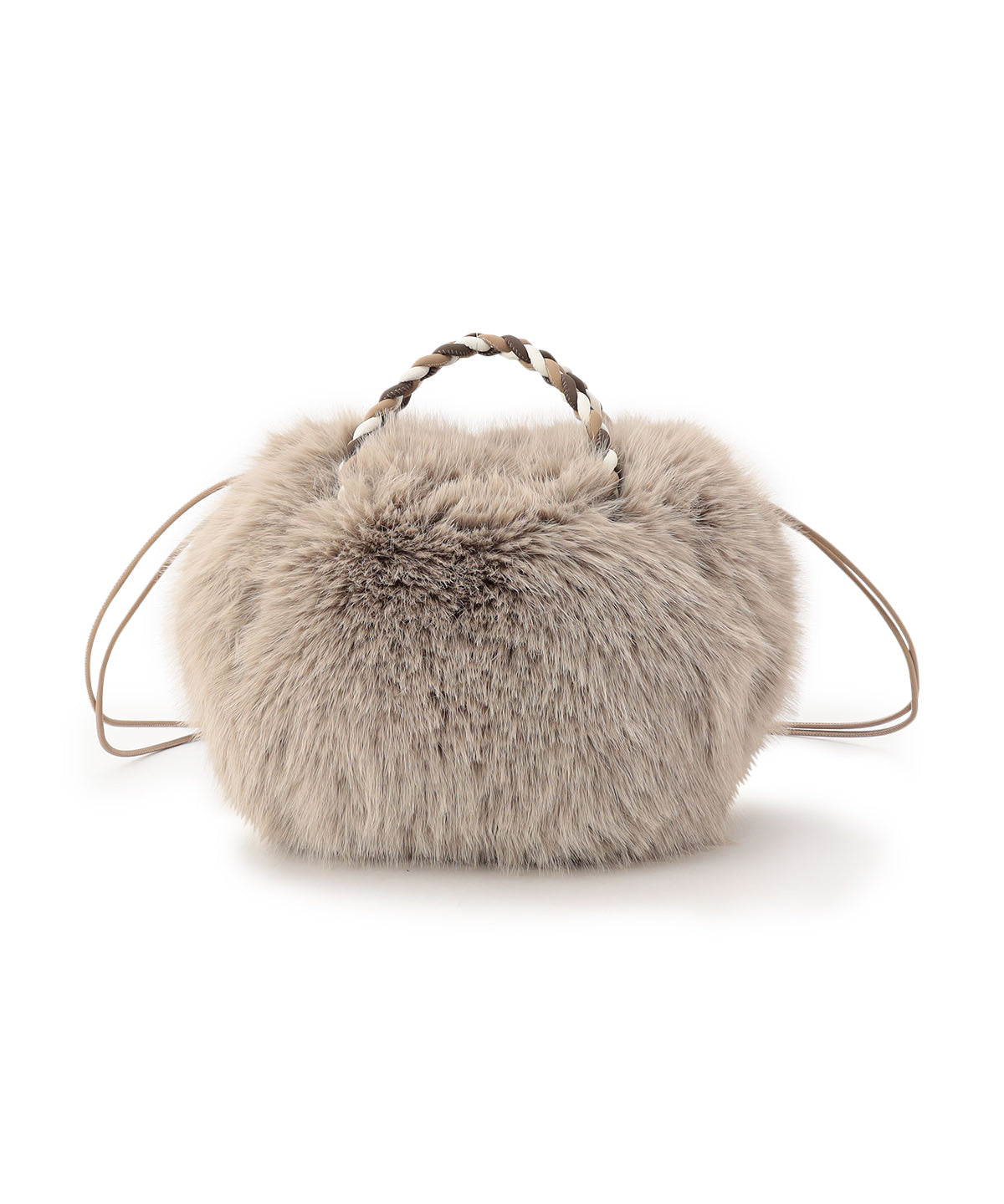 Long Fur Drawstring Bag GREIGE