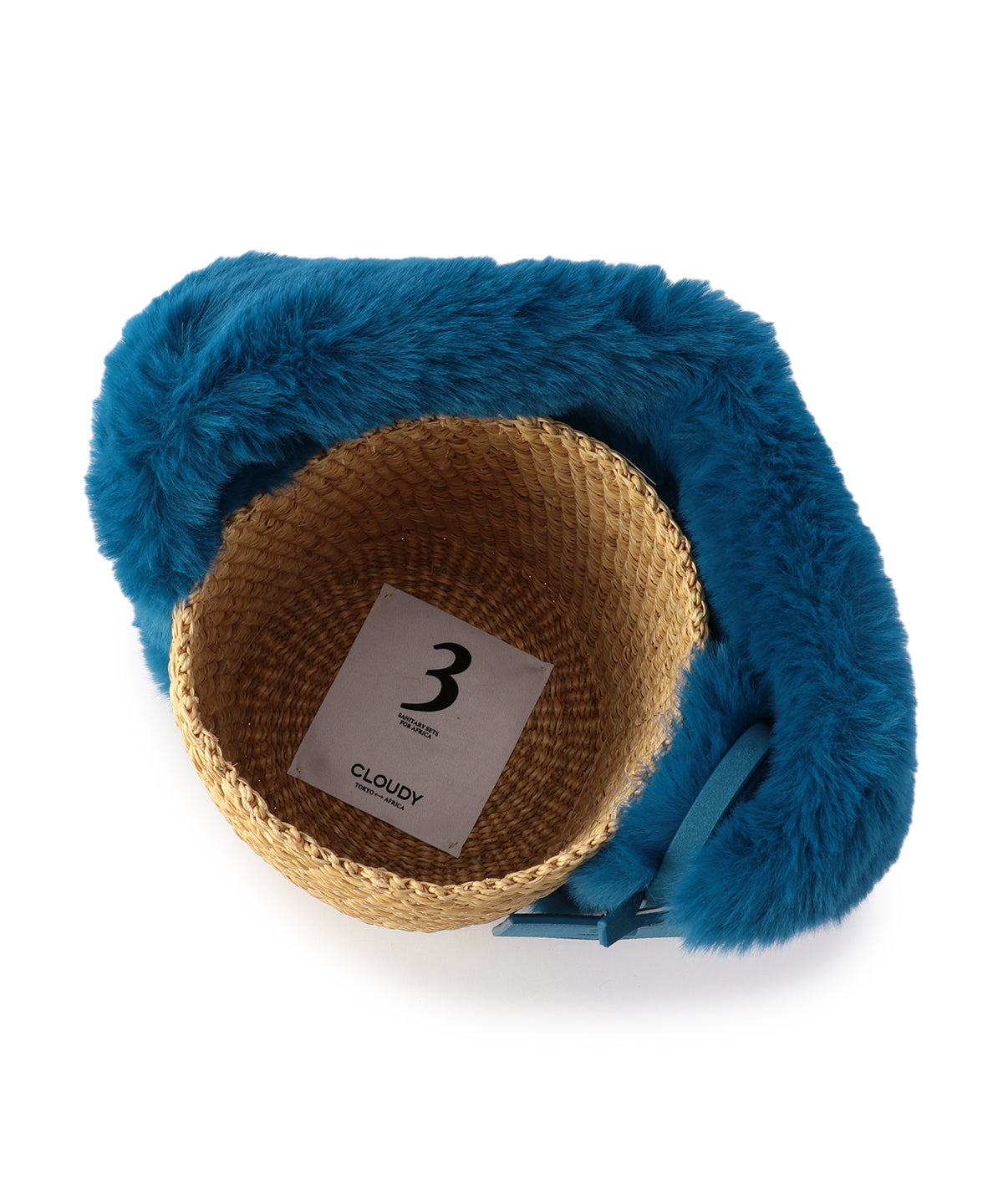 Eco Fur Handle Basket E.BLUE