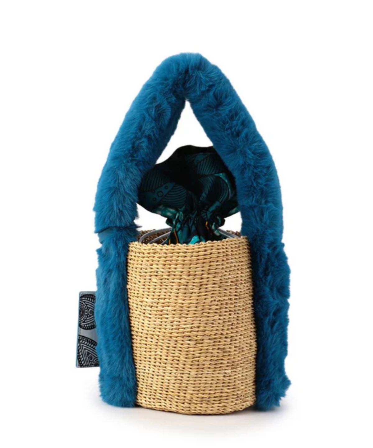 Eco Fur Handle Basket E.BLUE