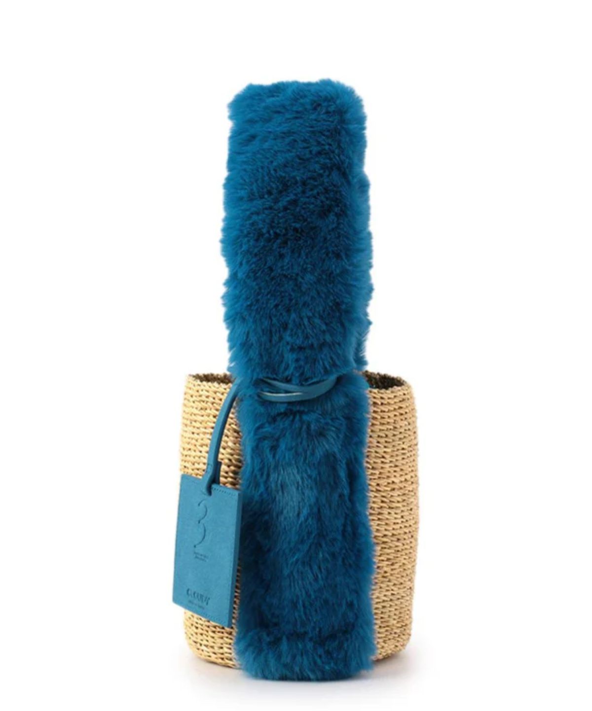 Eco Fur Handle Basket E.BLUE