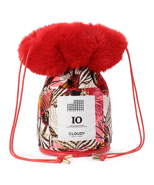 Eco Fur Drawstring Bag RED