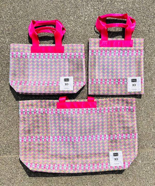 African Textile Mesh Tote Bag (Small) PINK