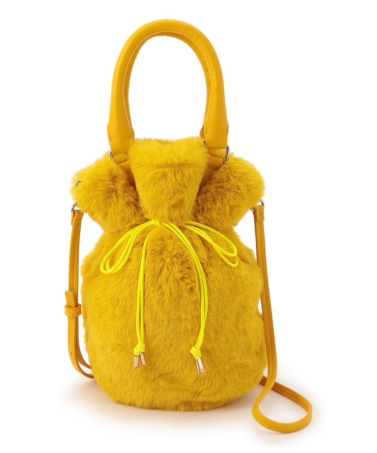 Eco Fur Drawstring Shoulder Bag YELLOW