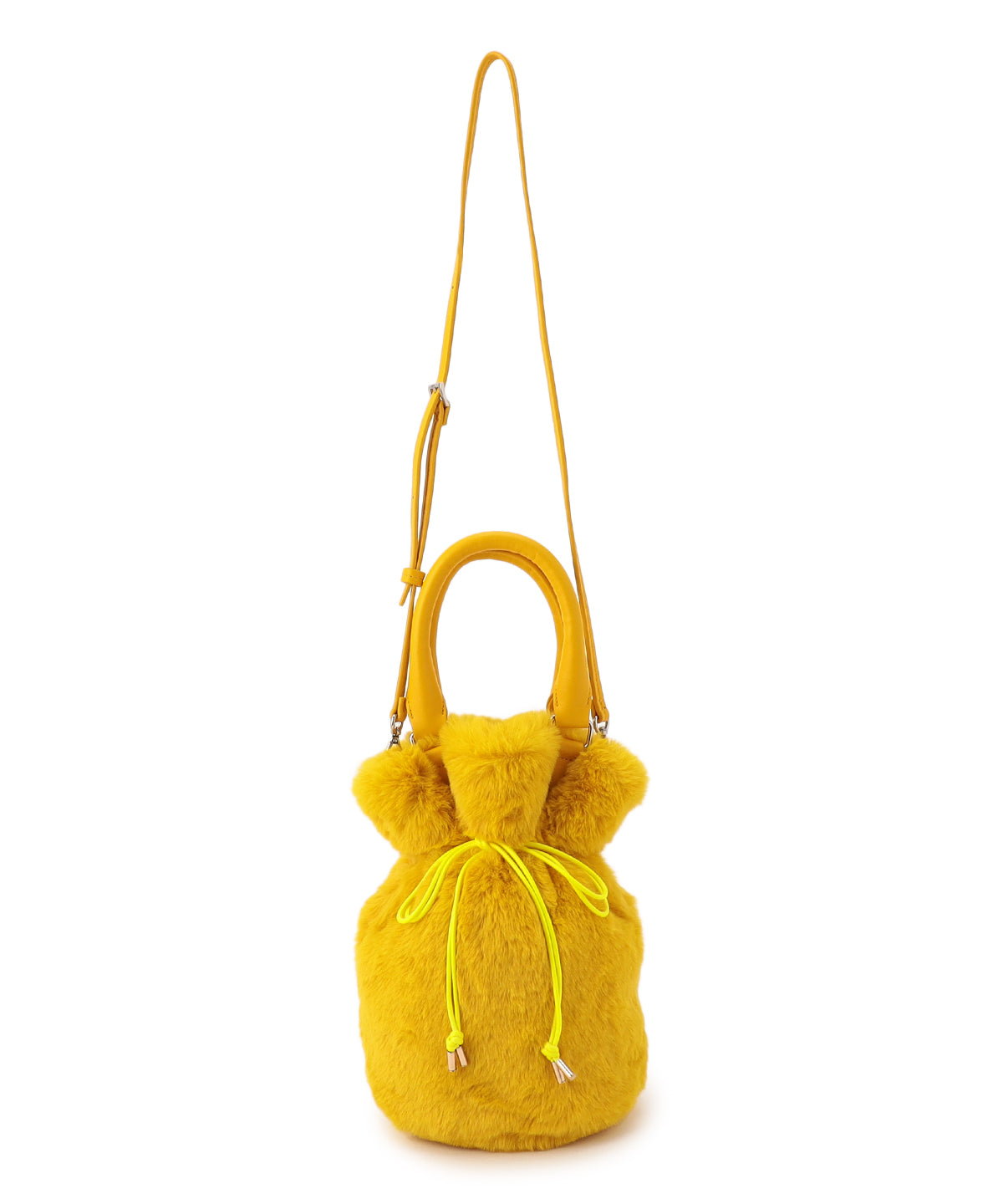 Eco Fur Drawstring Shoulder Bag YELLOW