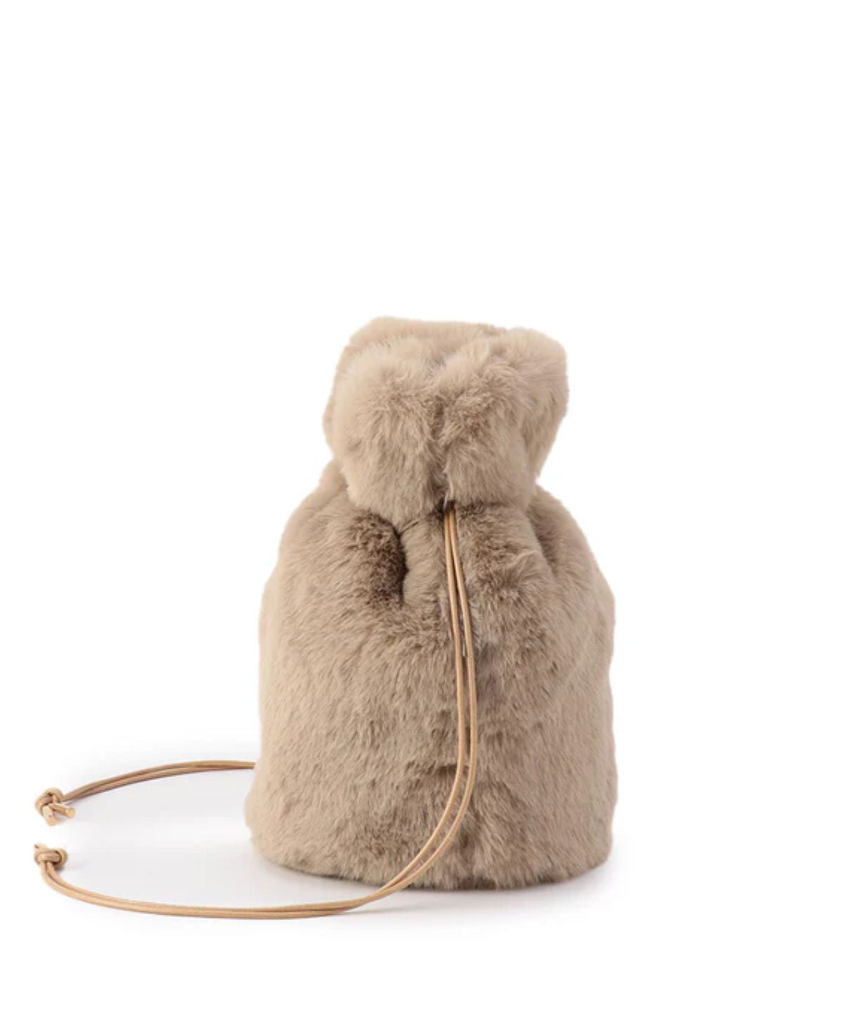 Eco Fur Drawstring Bag(Small)BEIGE