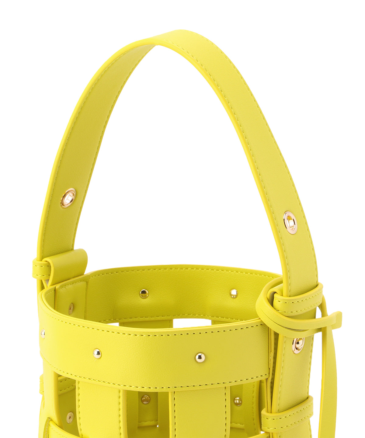 Fake Leather Mesh Tube Bag YELLOW