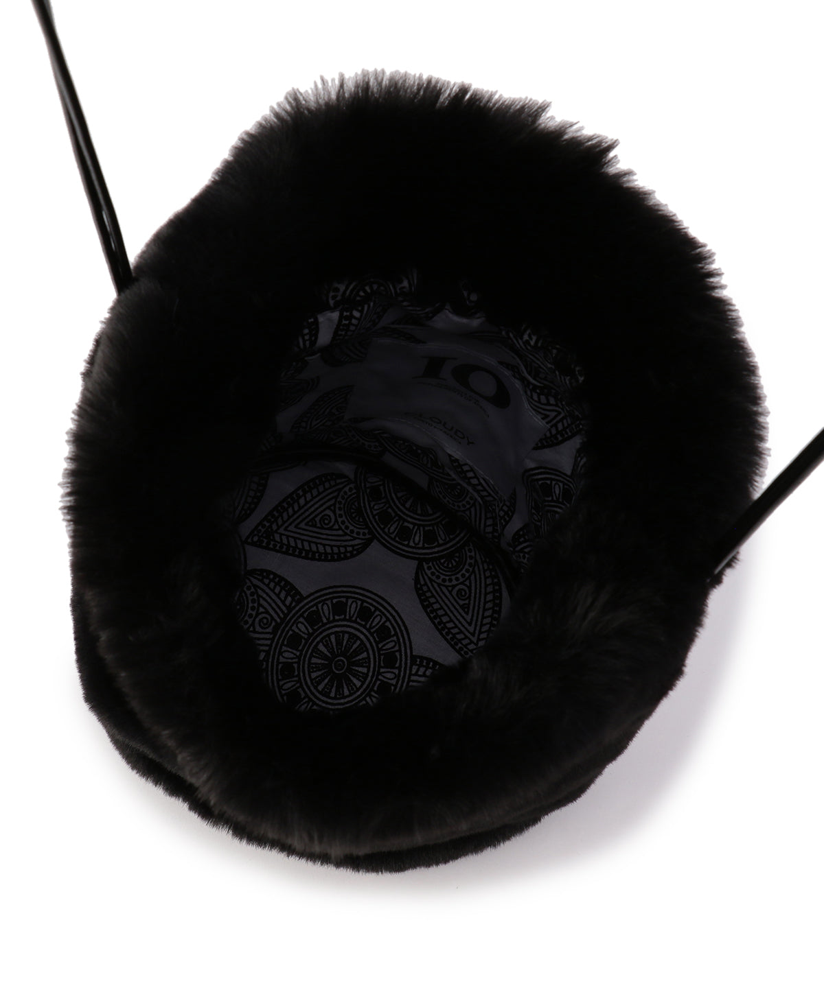 Eco Fur Drawstring Bag(Small)BLACK
