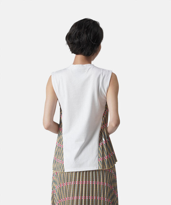 Sidepleated Cut&sew（sleeveless）　WHITE × GREEN