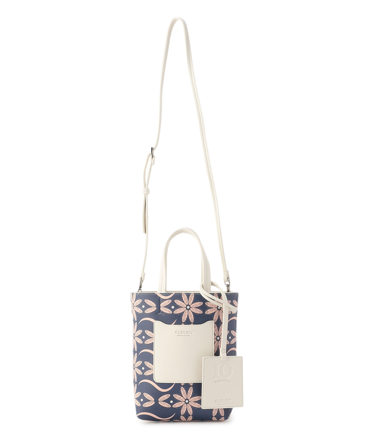 Fake Leather Printed Tote Bag (Small) WHITE