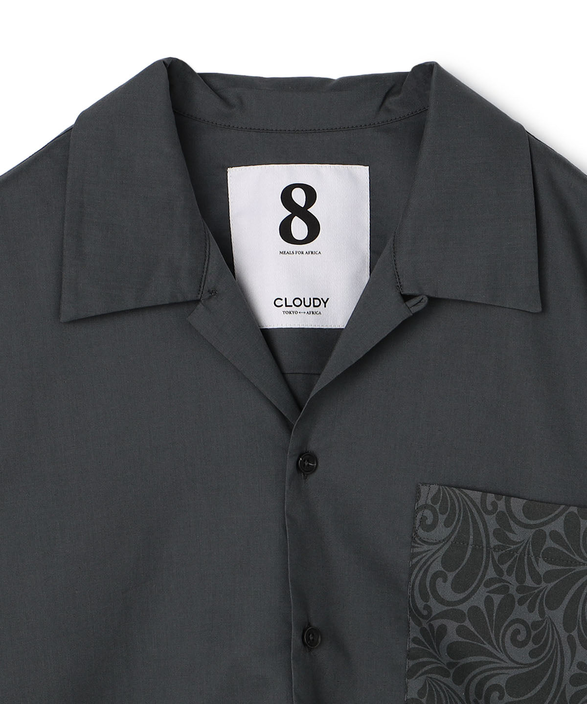 African Textile Pocket SHIRTS  CHARCOAL