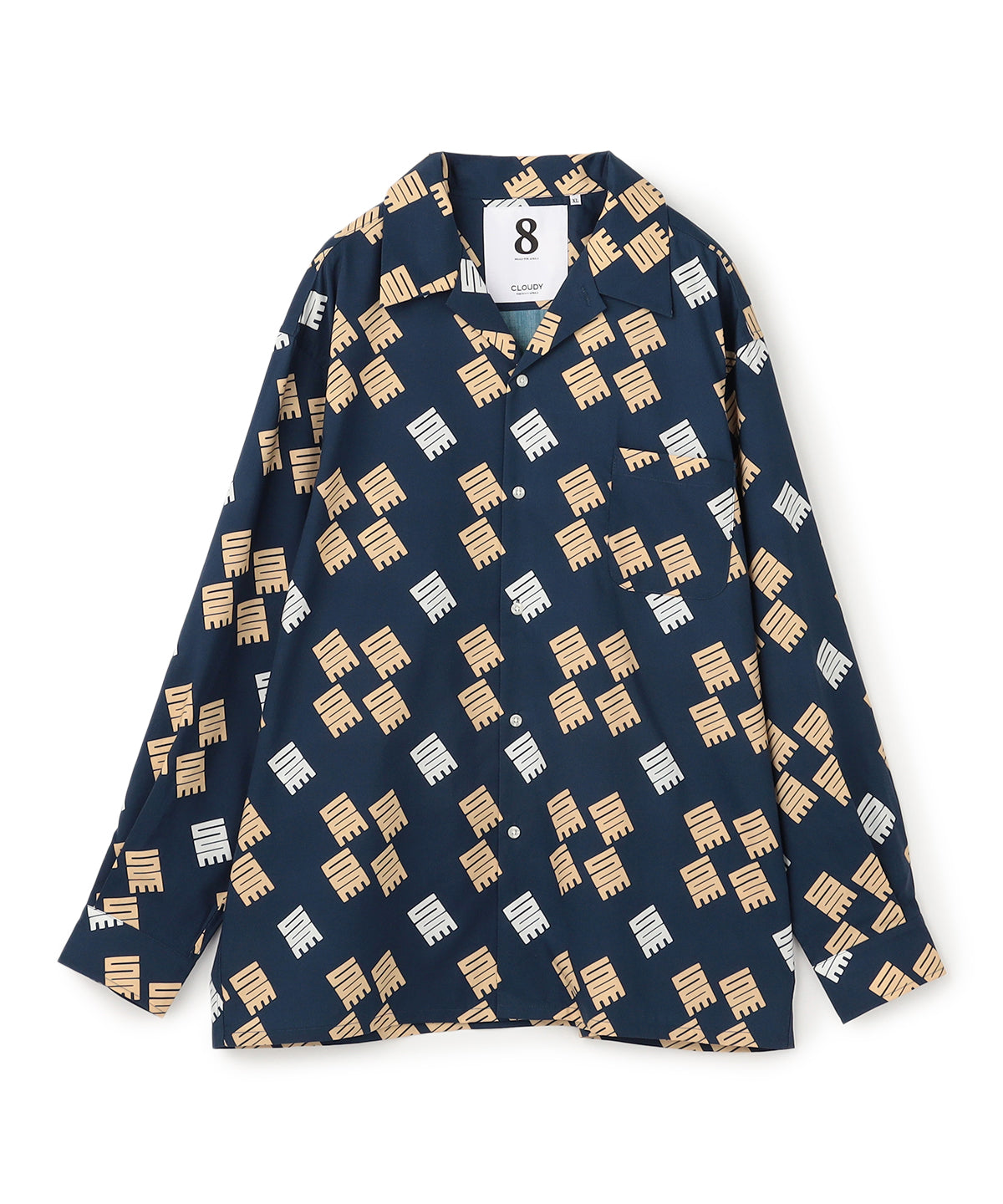 African Textile Long Sleeve Shirt NAVY