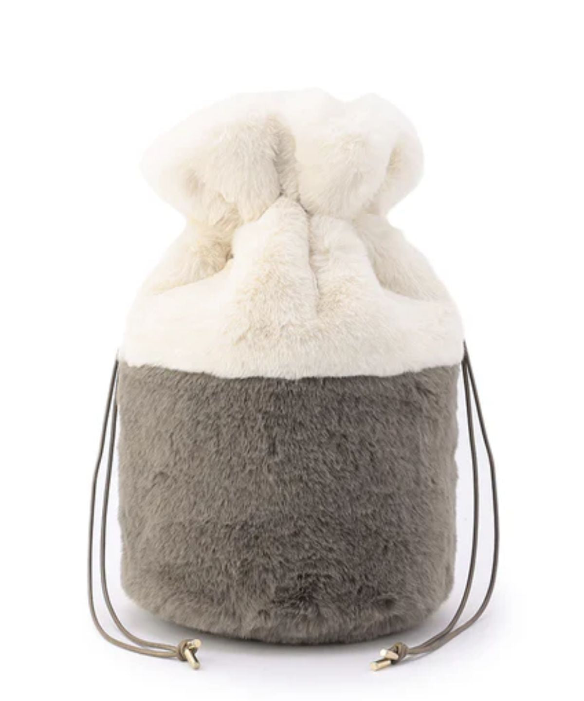 Eco Fur Drawstring Bag(Medium)OFF-WHITE×GREIGE