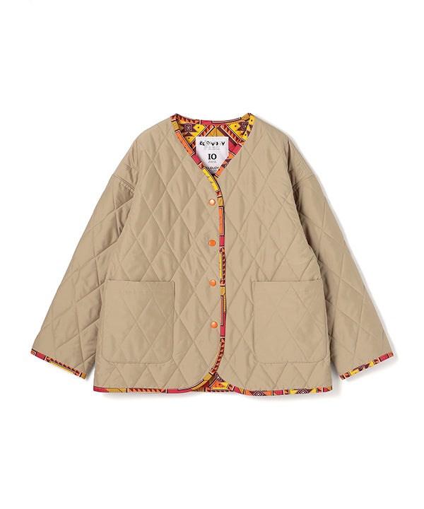 Recycled Reversible Quilting Jacket BEIGE