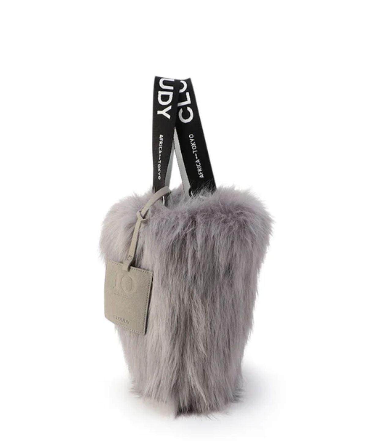 Logo handle Eco fur Tote Bag (small) BLUEGRAY