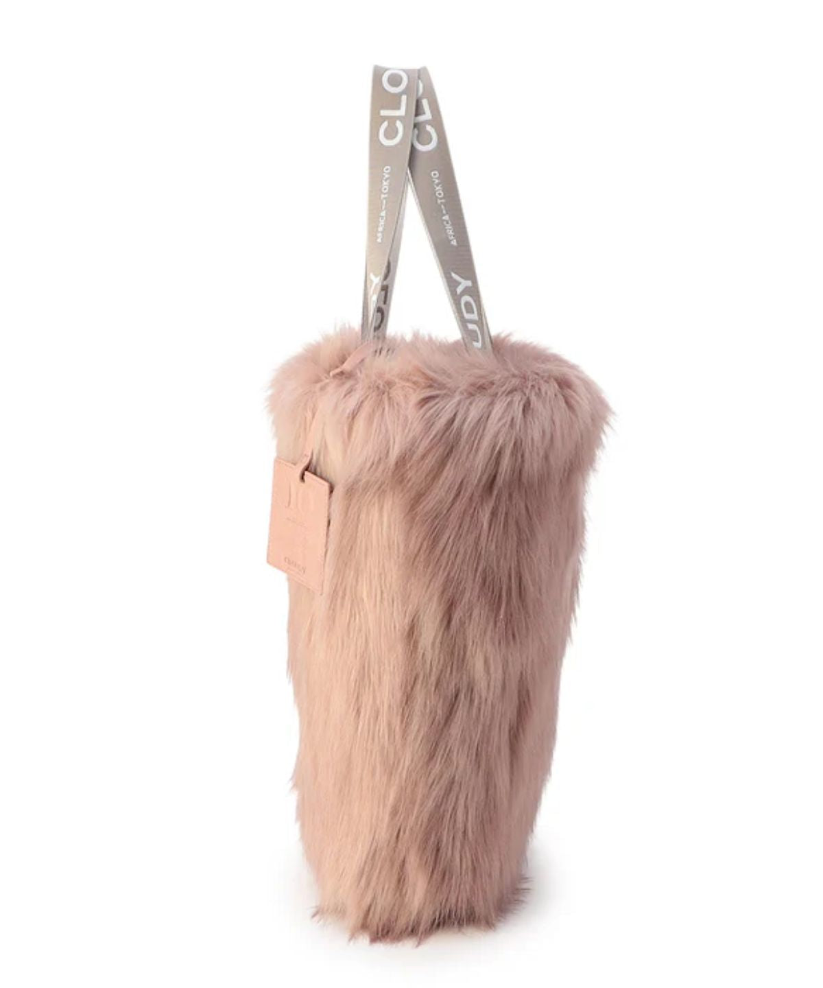 Logo handle Eco fur Tote Bag (Large) PINKBEIGE