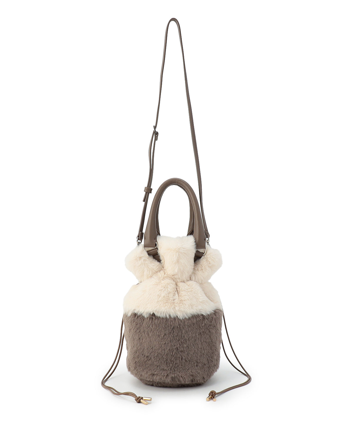 Eco Fur Drawstring Shoulder Bag OFF-WHITE×GREIGE