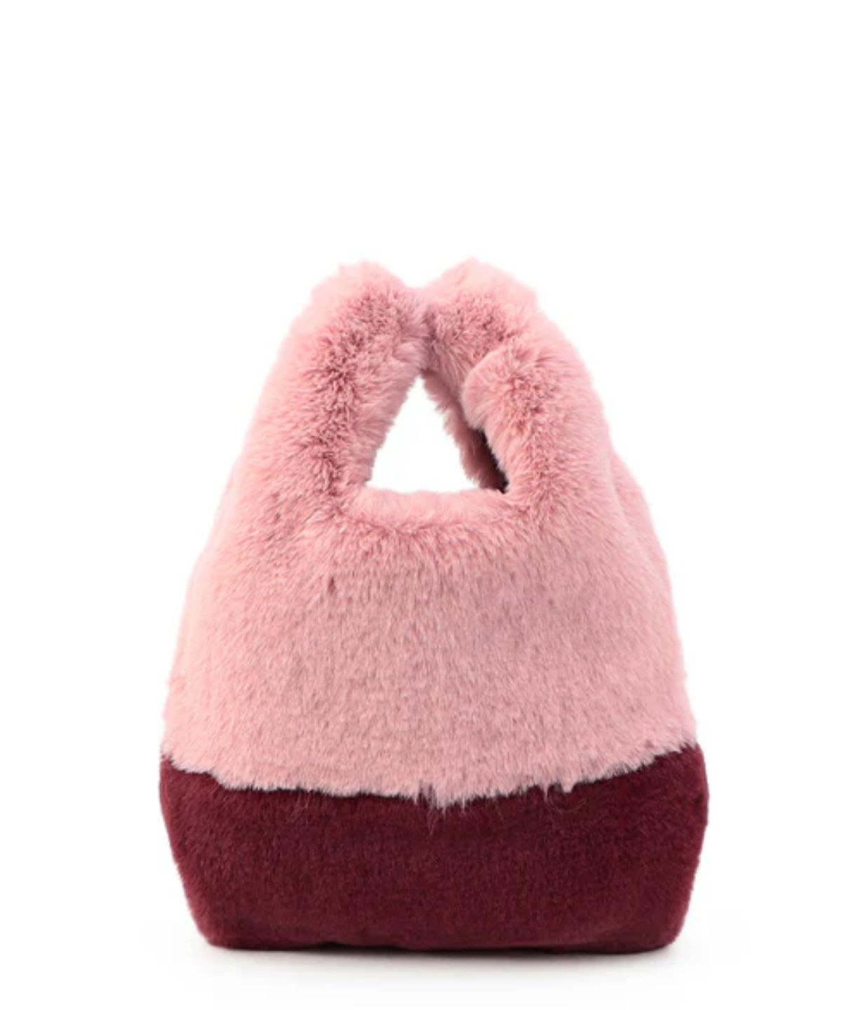 Eco Fur Convenience Bag (Small) PINK×BURGUNDY