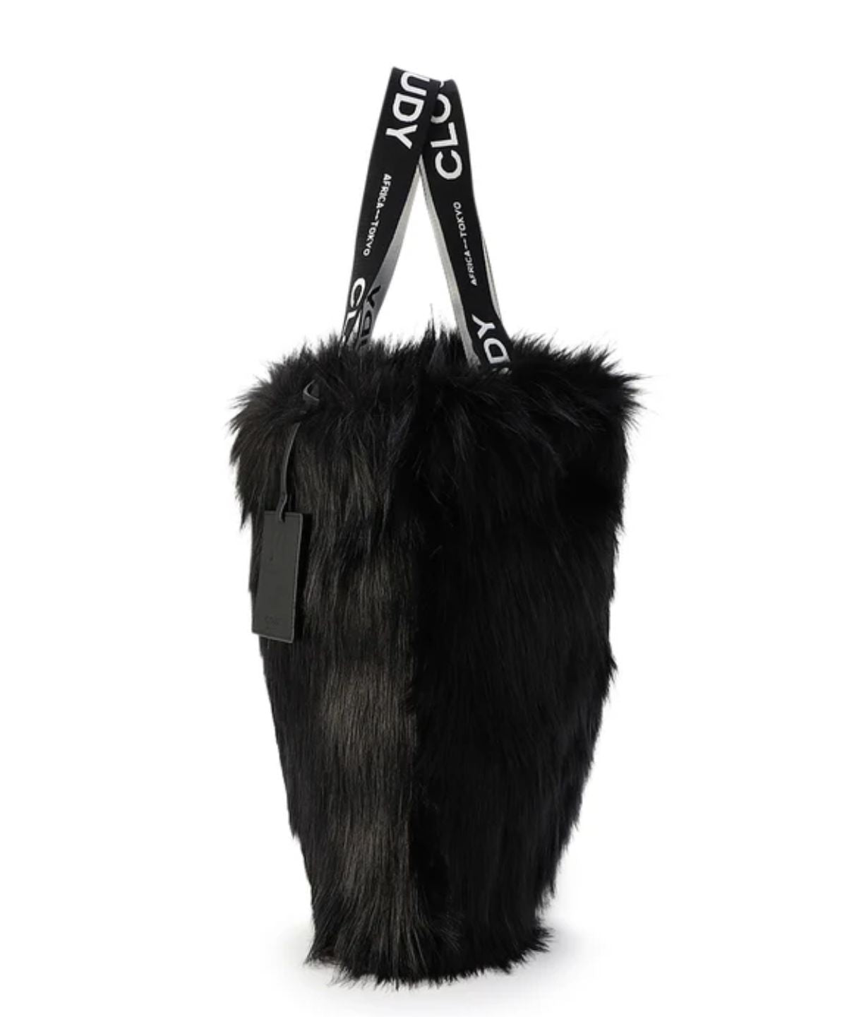 Logo handle Eco fur Tote Bag (Large) BLACK