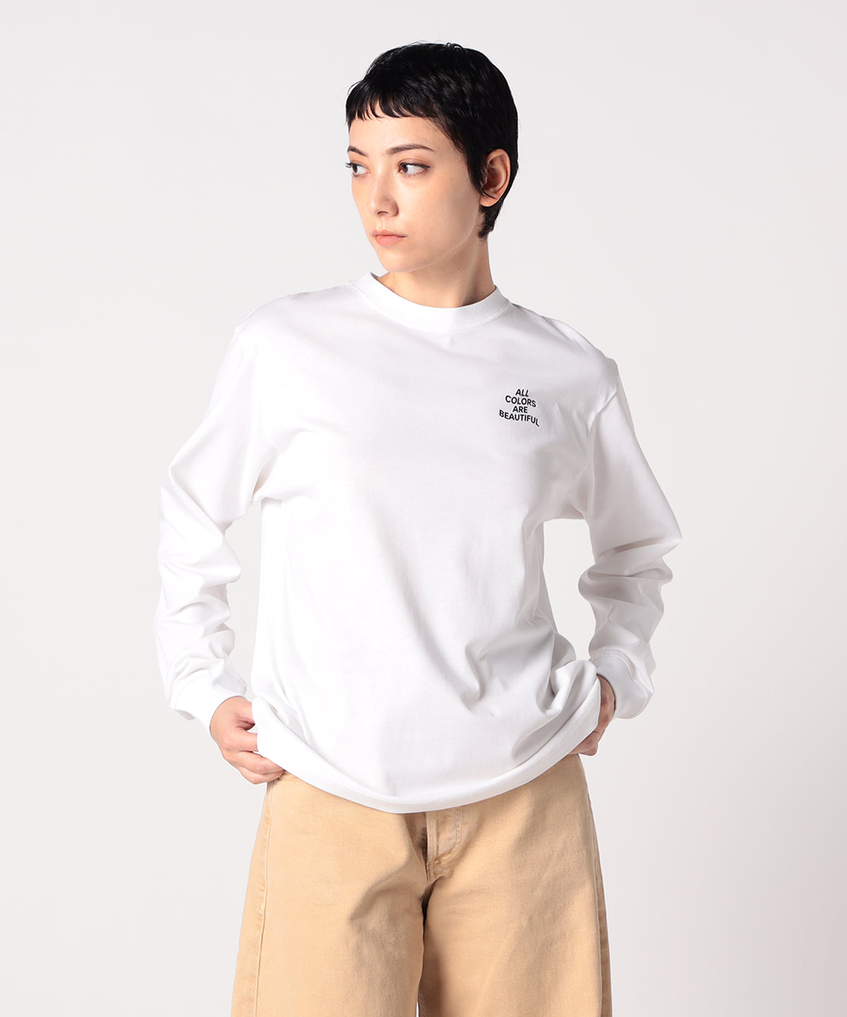 Long Sleeve T-Shirts Recycle Logo WHITE