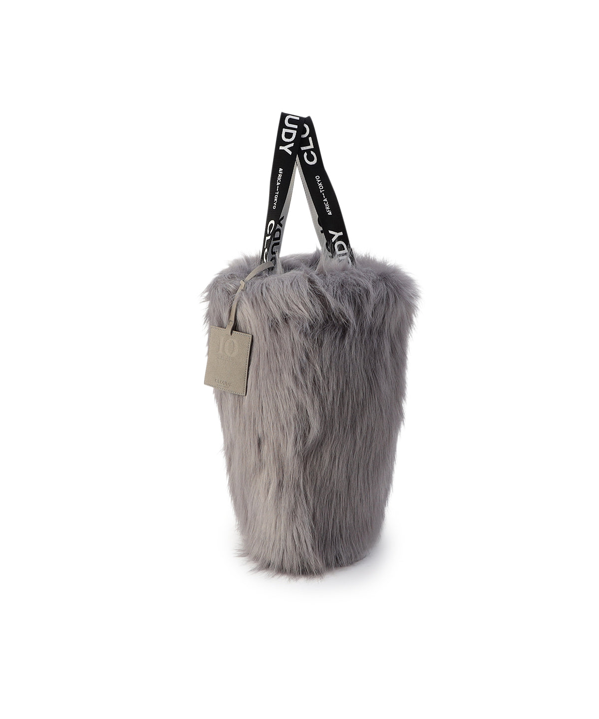 Logo handle Eco fur Tote Bag (Large) BLUEGRAY