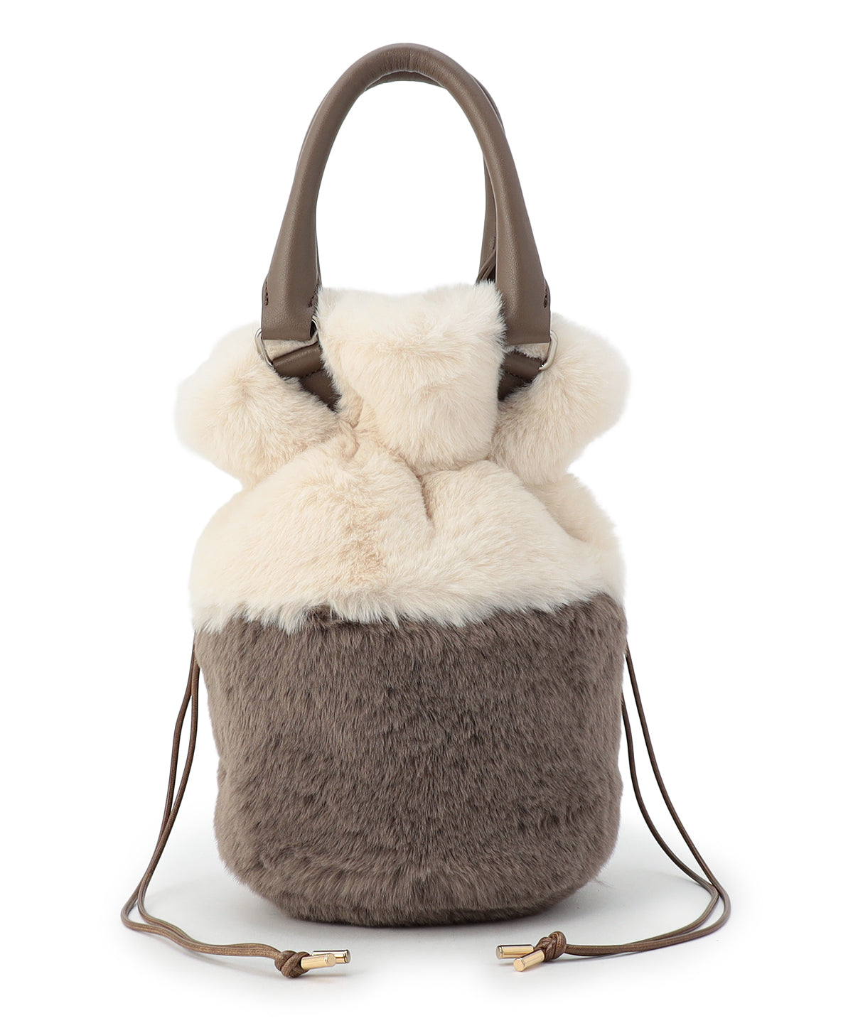 Eco Fur Drawstring Shoulder Bag OFF-WHITE×GREIGE