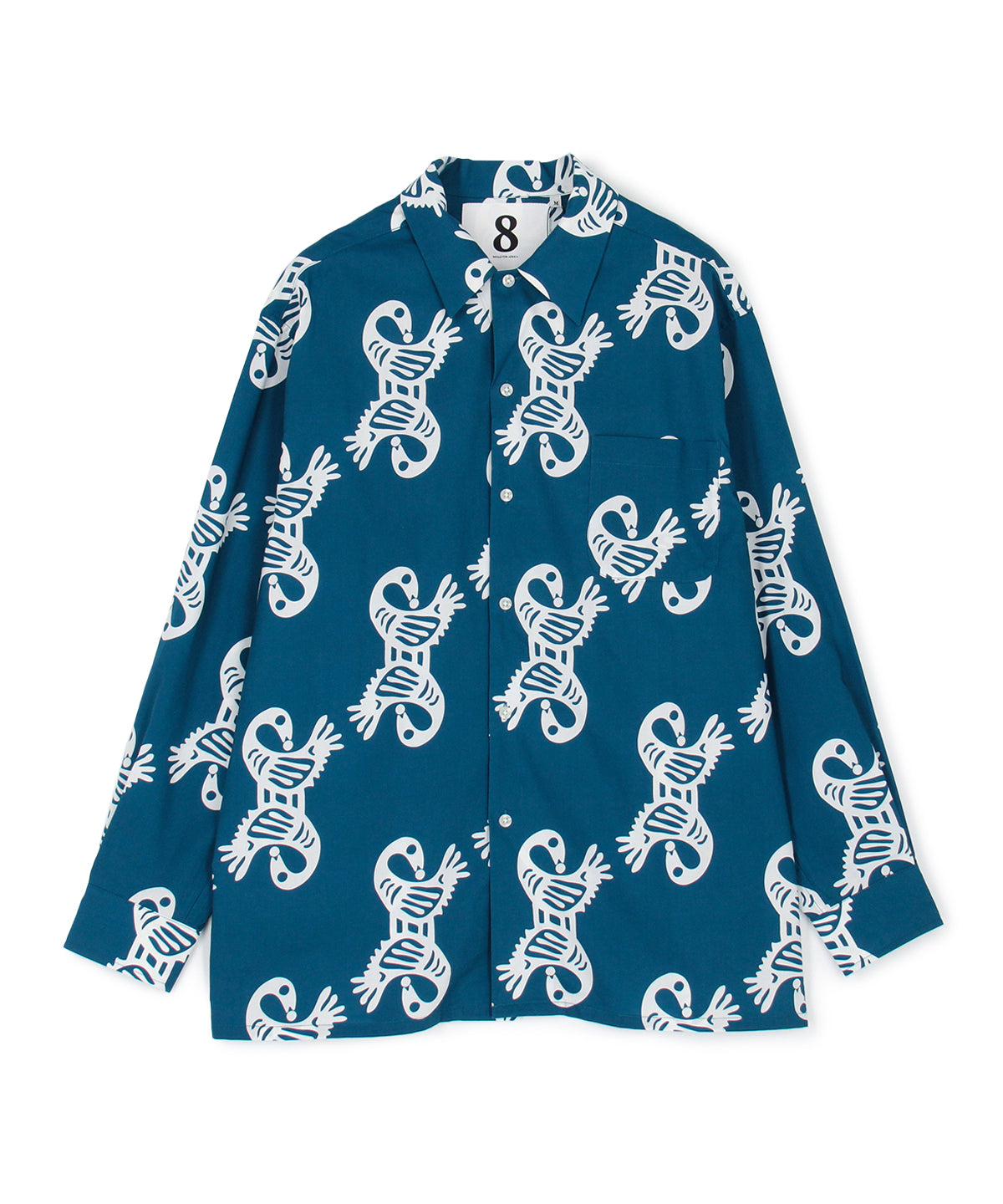 African Textile Long Sleeve Shirt BLUE